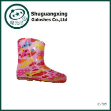 PVC Rain Boots Ankle Rubber Rain Boots Flower Print Rain Boots for Sale C-705